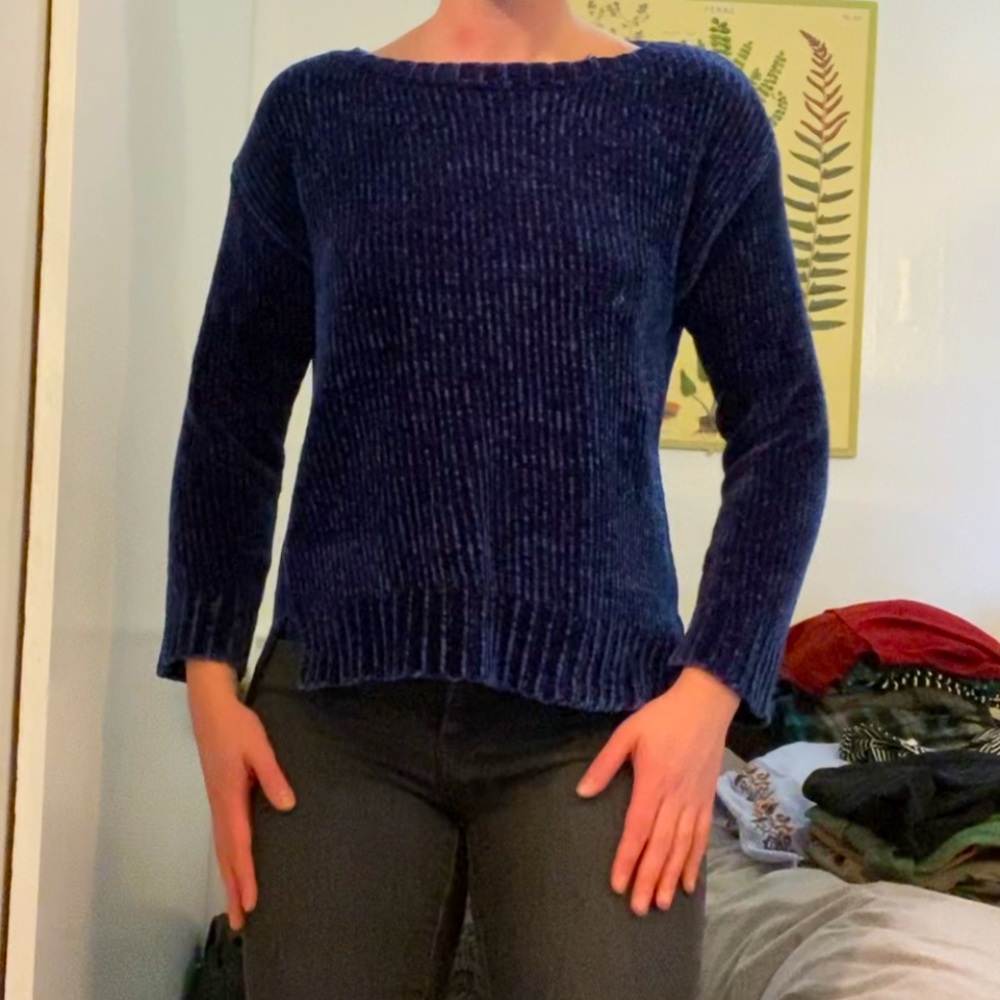Jones New York Chenille Royal Blue Sweater